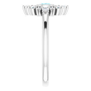 Platinum Natural Aquamarine & 1/5 CTW Natural Diamond Ring