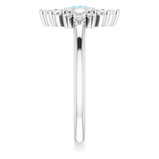 Platinum Natural Aquamarine & 1/5 CTW Natural Diamond Ring