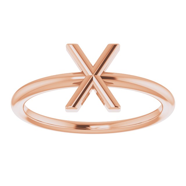 14K Rose Initial X Ring