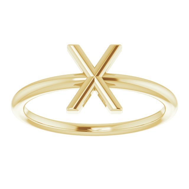 14K Yellow Initial X Ring