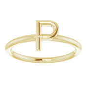 14K Yellow Initial P Ring