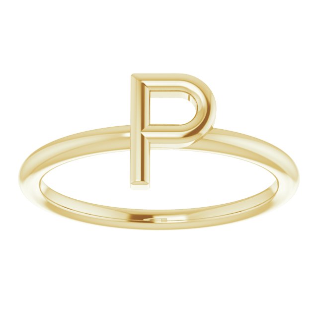 14K Yellow Initial P Ring