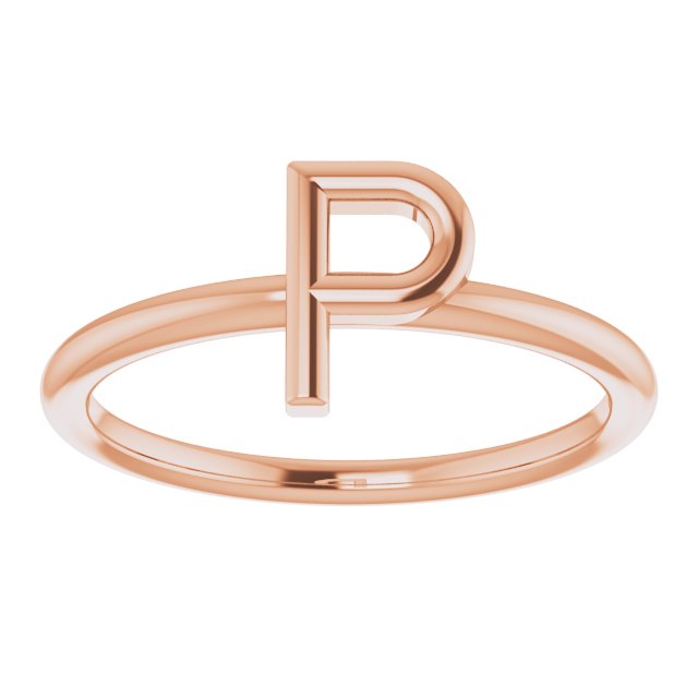 14K Rose Initial P Ring
