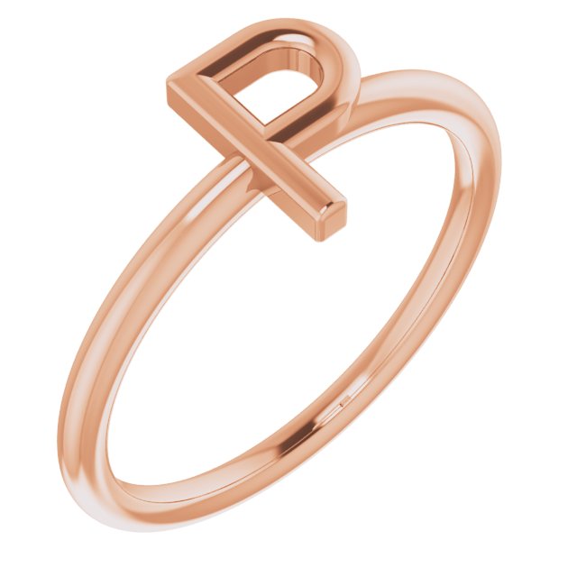 14K Rose Initial P Ring