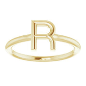 14K Yellow Initial R Ring