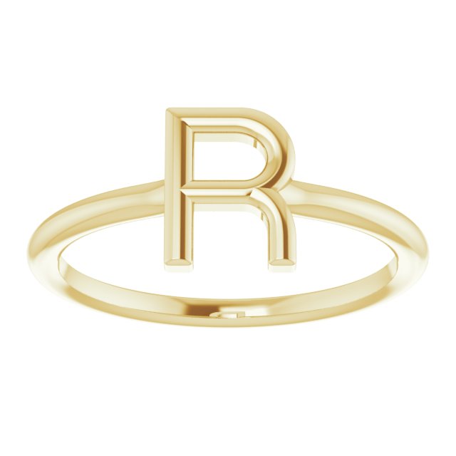 14K Yellow Initial R Ring