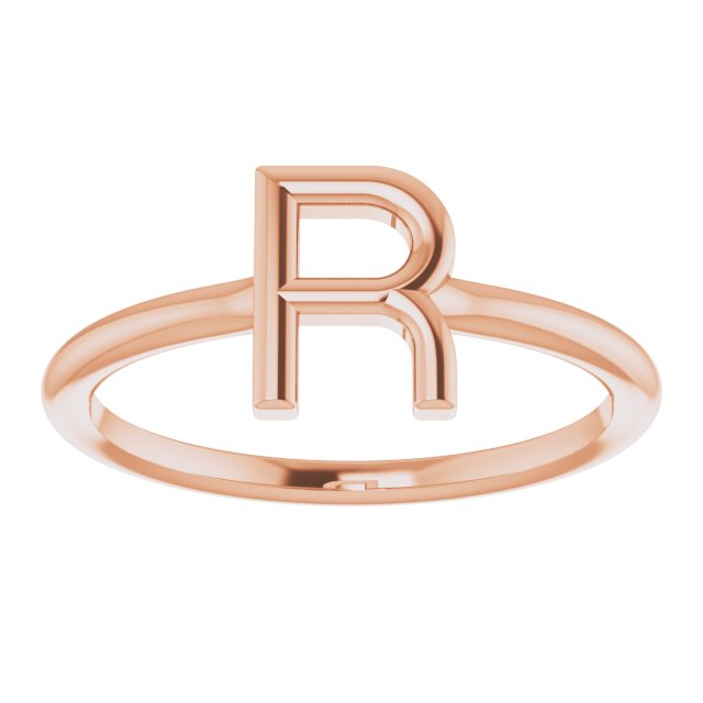14K Rose Initial R Ring