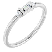 14K White 1/8 CTW Natural Diamond Stackable Ring
