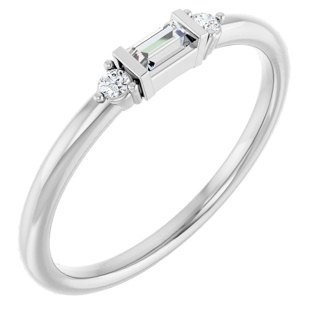 14K White 1/8 CTW Natural Diamond Stackable Ring