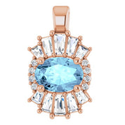 14K Rose Natural Aquamarine & 1/3 CTW Natural Diamond Pendant