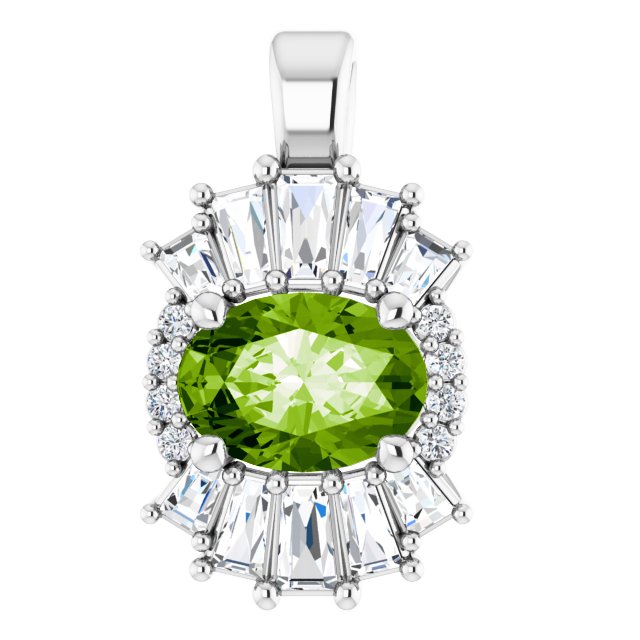 Sterling Silver Natural Peridot & 1/3 CTW Natural Diamond Pendant