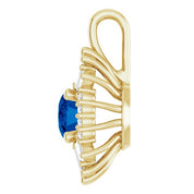 14K Yellow Natural Blue Sapphire & 1/3 CTW Natural Diamond Pendant