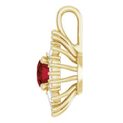14K Yellow Natural Mozambique Garnet & 1/3 CTW Natural Diamond Pendant