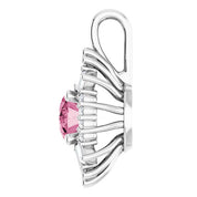 Sterling Silver Natural Pink Tourmaline & 1/3 CTW Natural Diamond Pendant