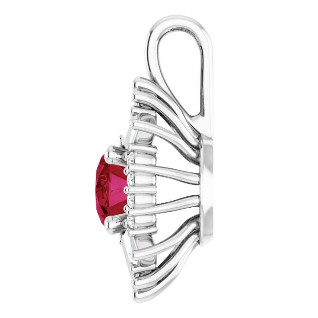 Sterling Silver Natural Ruby & 1/3 CTW Natural Diamond Pendant