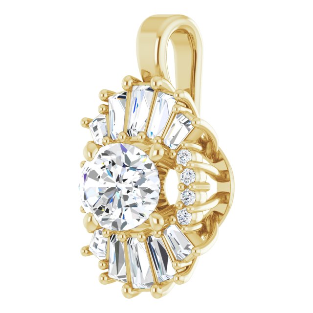 14K Yellow Natural White Sapphire & 1/3 CTW Natural Diamond Pendant