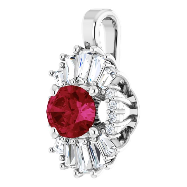 Sterling Silver Natural Ruby & 1/3 CTW Natural Diamond Pendant