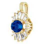 14K Yellow Natural Blue Sapphire & 1/3 CTW Natural Diamond Pendant