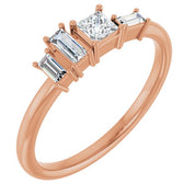 14K Rose 1/4 CTW Natural Diamond Stackable Geometric Ring
