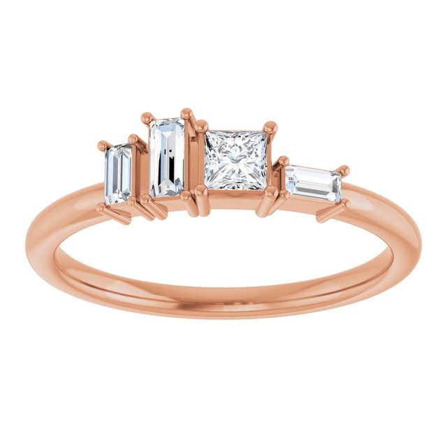 14K Rose 1/4 CTW Natural Diamond Stackable Geometric Ring