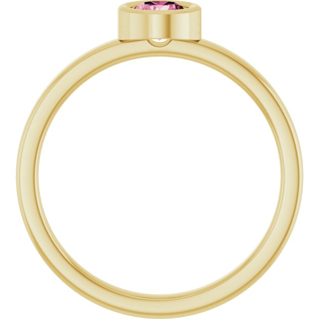 14K Yellow 4.5 mm Natural Pink Tourmaline Ring