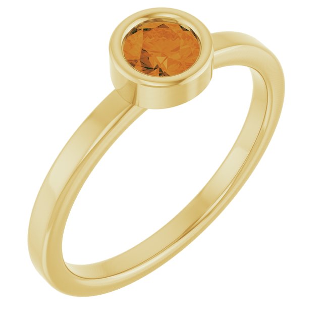 14K Yellow 4.5 mm Natural Citrine Ring