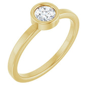 14K Yellow 4.5 mm Natural White Sapphire Ring