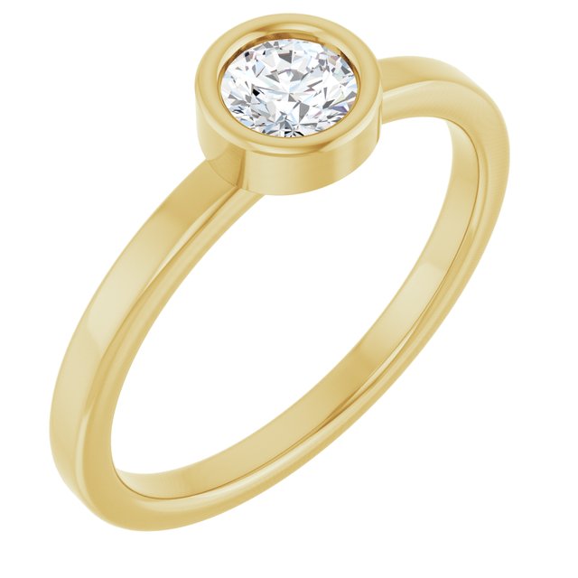 14K Yellow 4.5 mm Natural White Sapphire Ring