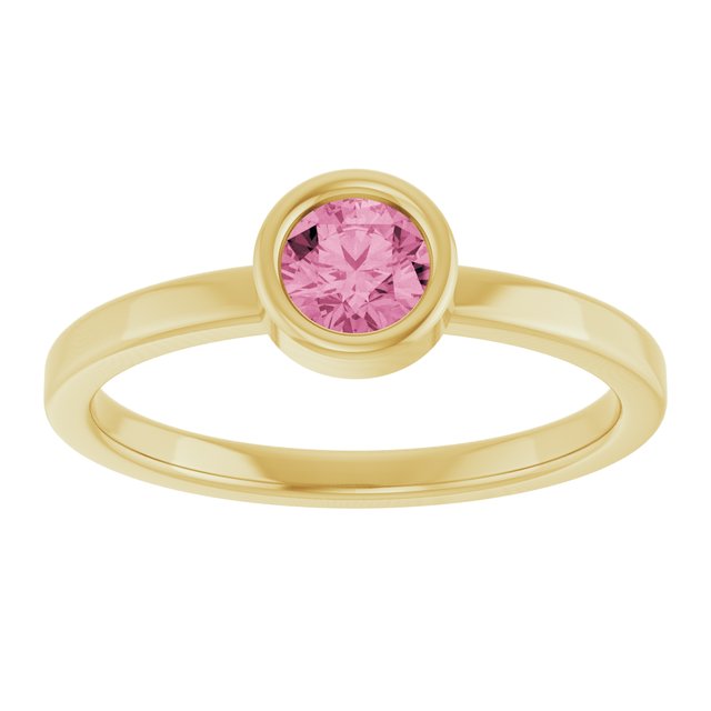 14K Yellow 4.5 mm Natural Pink Tourmaline Ring