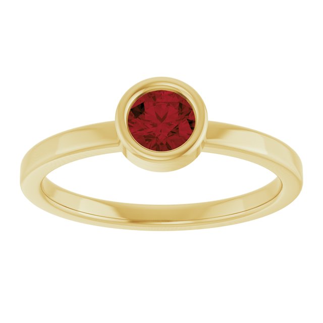 14K Yellow 4.5 mm Natural Mozambique Garnet Ring