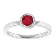 14K White 4.5 mm Natural Ruby Ring