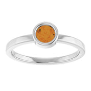 14K White 4.5 mm Natural Citrine Ring