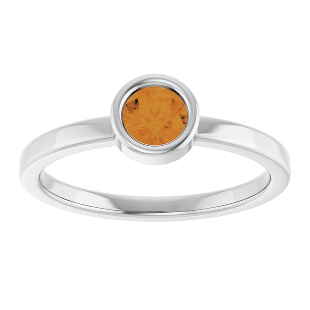 14K White 4.5 mm Natural Citrine Ring