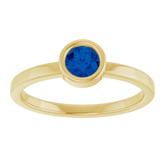 14K Yellow 4.5 mm Natural Blue Sapphire Ring