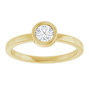 14K Yellow 4.5 mm Natural White Sapphire Ring
