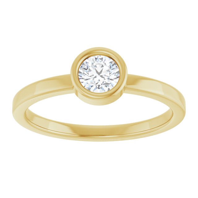 14K Yellow 4.5 mm Natural White Sapphire Ring