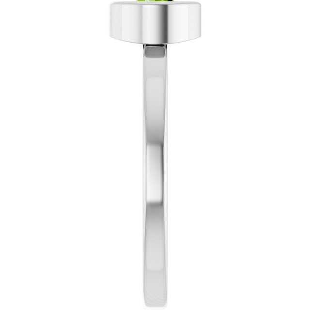 14K White 5.5 mm Natural Peridot Ring