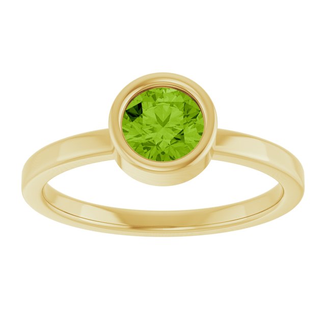 14K Yellow 5.5 mm Natural Peridot Ring