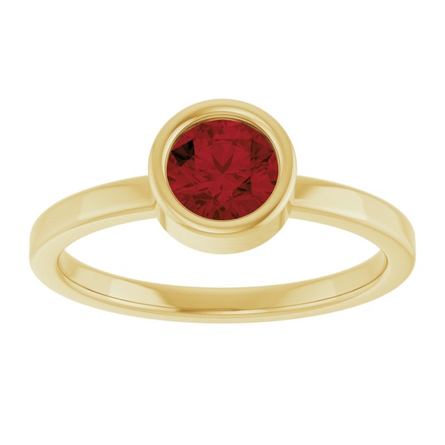 14K Yellow 5.5 mm Natural Mozambique Garnet Ring