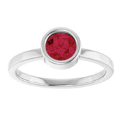 Rhodium-Plated Sterling Silver 5.5 mm Natural Ruby Ring
