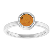 Rhodium-Plated Sterling Silver 5.5 mm Natural Citrine Ring