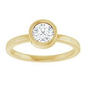 14K Yellow 5.5 mm Natural White Sapphire Ring