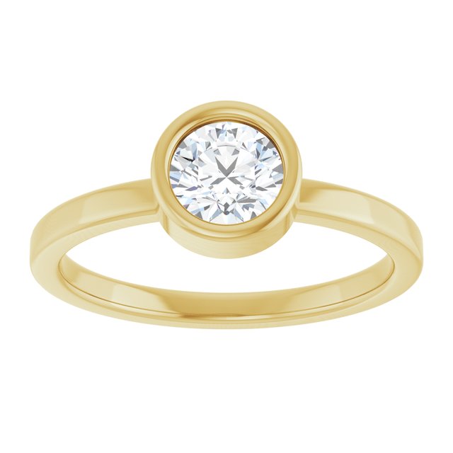 14K Yellow 5.5 mm Natural White Sapphire Ring