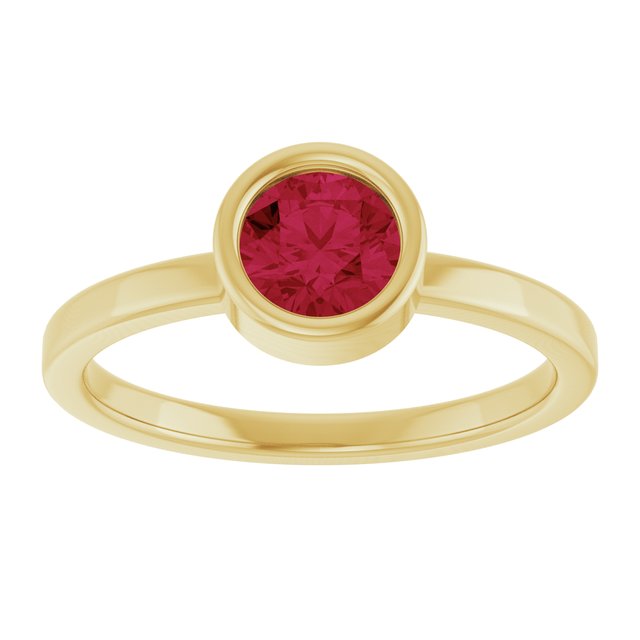 14K Yellow 5.5 mm Lab-Grown Ruby Ring