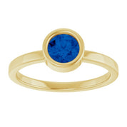 14K Yellow 5.5 mm Lab-Grown Blue Sapphire Ring