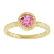 14K Yellow 5.5 mm Natural Pink Tourmaline Ring