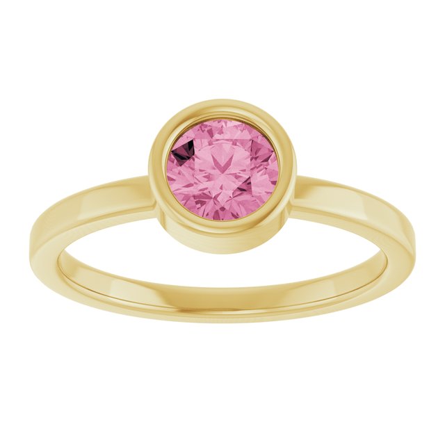 14K Yellow 5.5 mm Natural Pink Tourmaline Ring