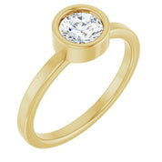 14K Yellow 5.5 mm Natural White Sapphire Ring