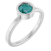 Rhodium-Plated Sterling Silver 5.5 mm Lab-Grown Alexandrite Ring