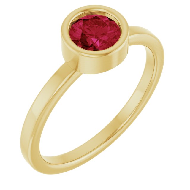 14K Yellow 5.5 mm Lab-Grown Ruby Ring